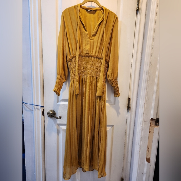 Zara Dresses & Skirts - Zara Mustard Long Sleeve Dress